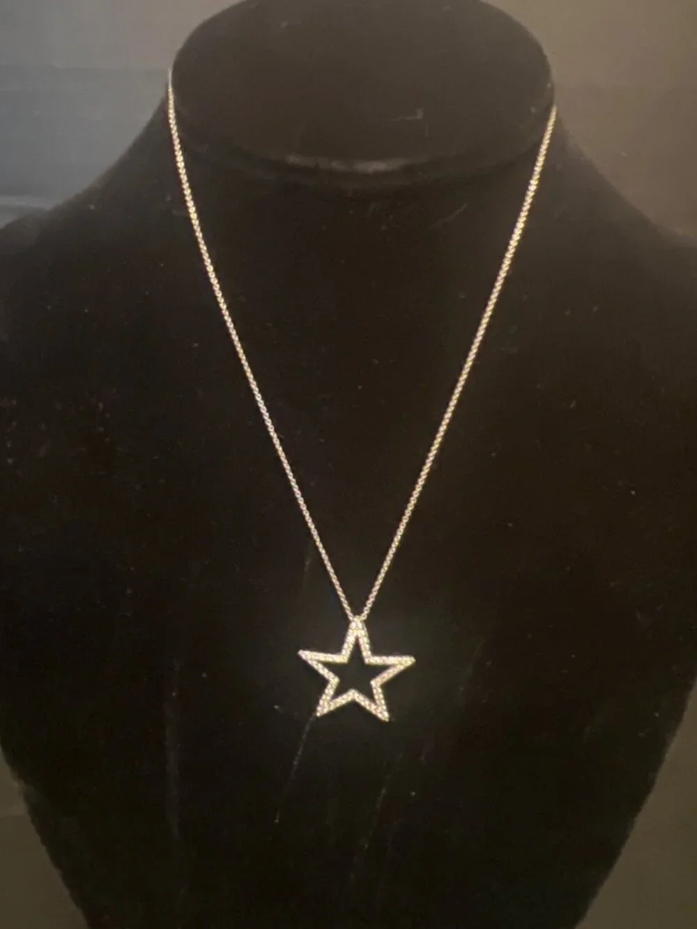 18K White Gold Diamond Star Pendant Necklace With Ruby Accent 16